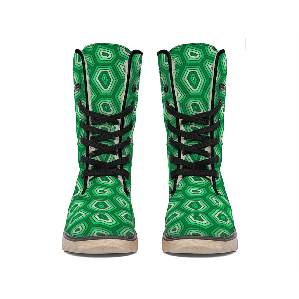 Sea Turtle Shell Pattern Print Winter Boots