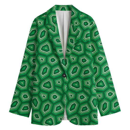 Sea Turtle Shell Pattern Print Women's Blazer