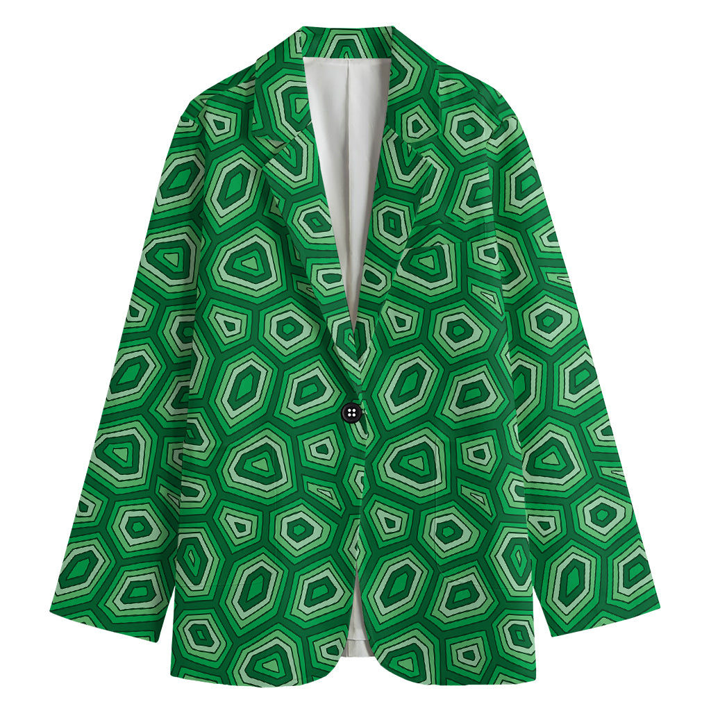 Sea Turtle Shell Pattern Print Women's Cotton Blazer