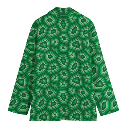 Sea Turtle Shell Pattern Print Women's Cotton Blazer