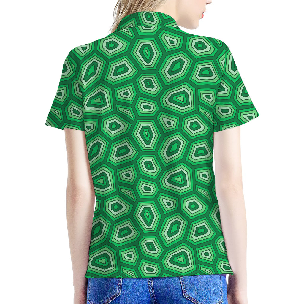 Sea Turtle Shell Pattern Print Women's Polo Shirt