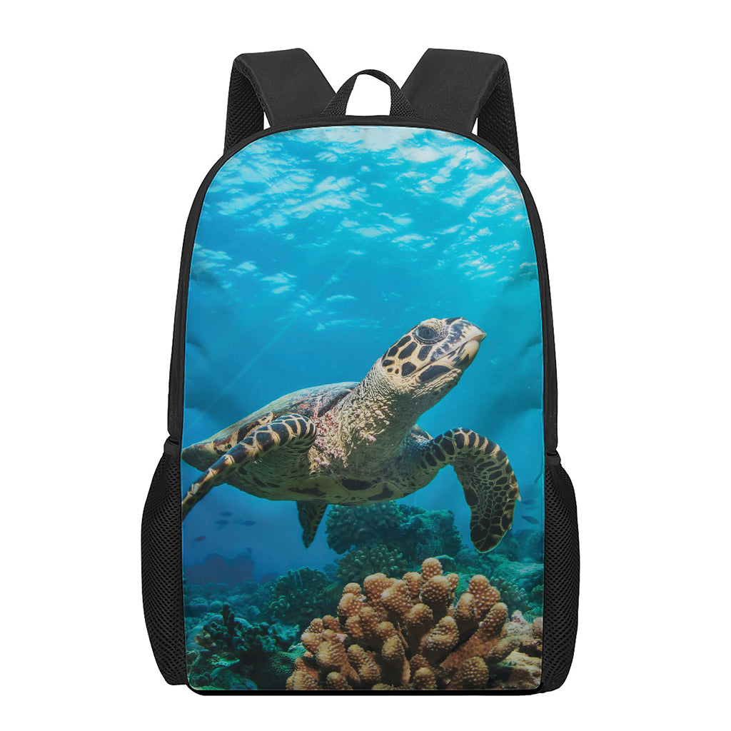 Sea Turtle Underwater Print 17 Inch Backpack