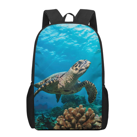 Sea Turtle Underwater Print 17 Inch Backpack