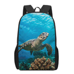 Sea Turtle Underwater Print 17 Inch Backpack