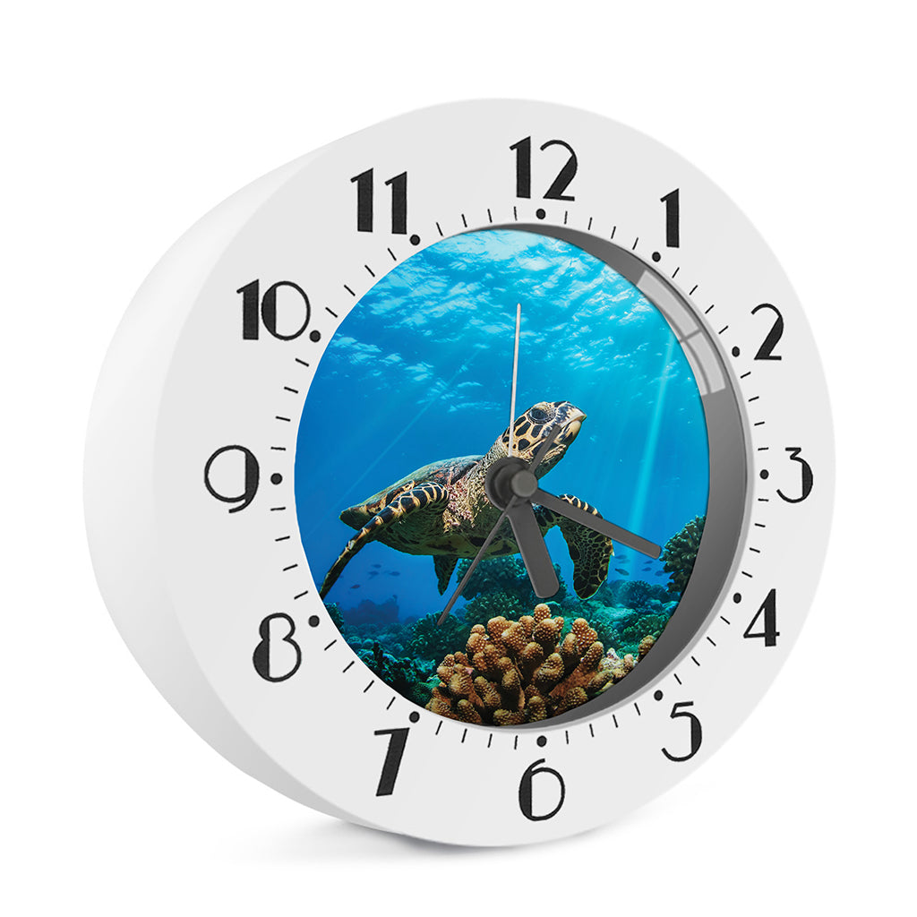 Sea Turtle Underwater Print Alarm Clock