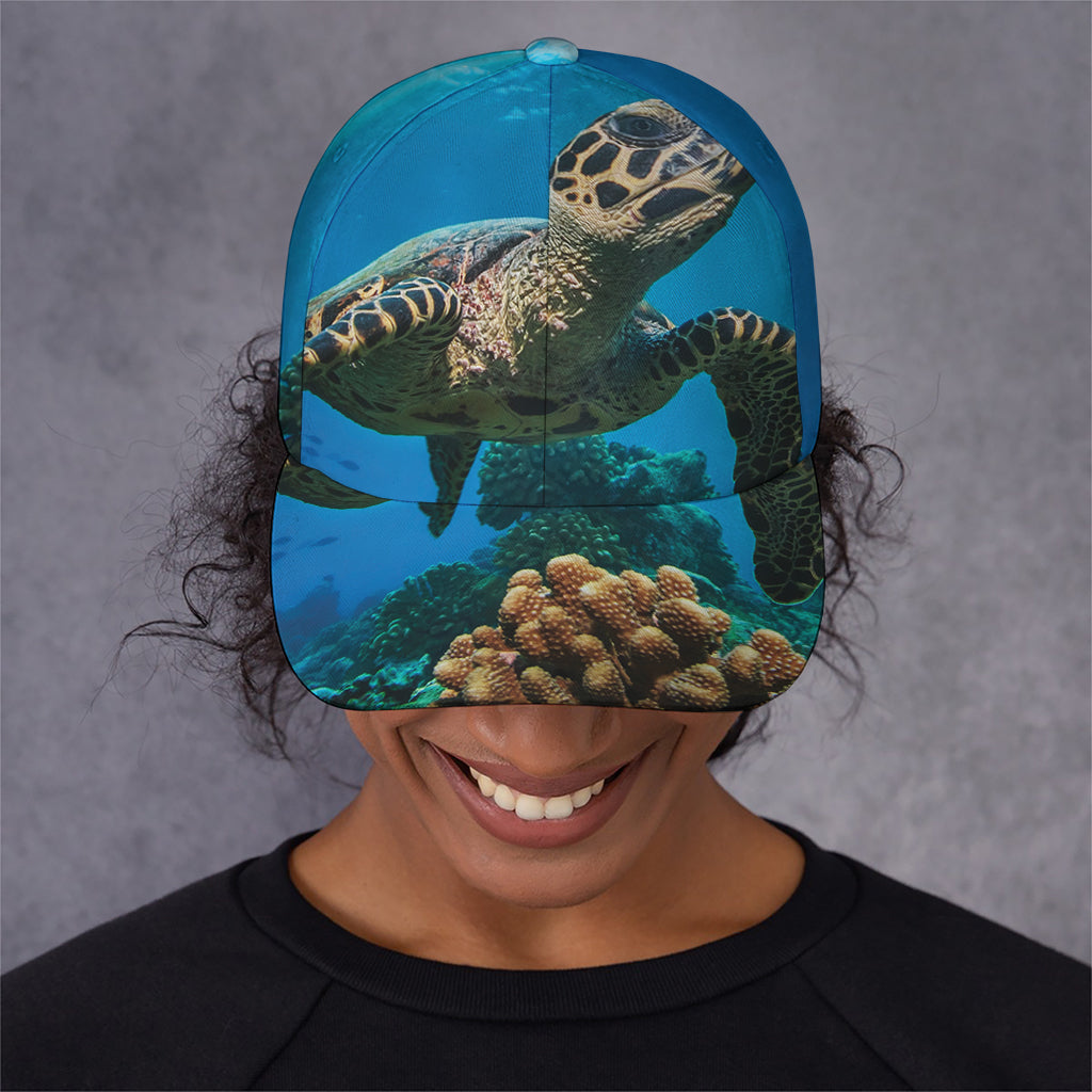 Sea Turtle Underwater Print Baseball Cap