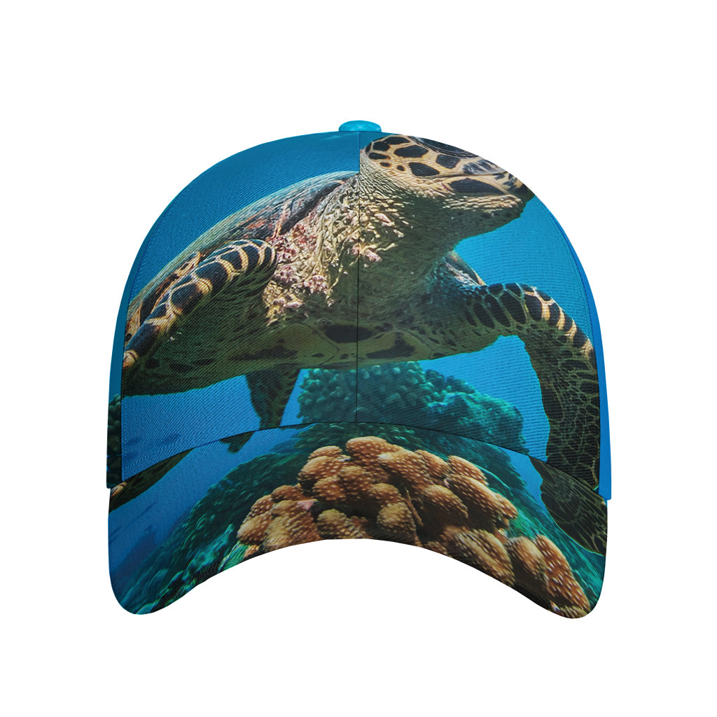 Sea Turtle Underwater Print Baseball Cap