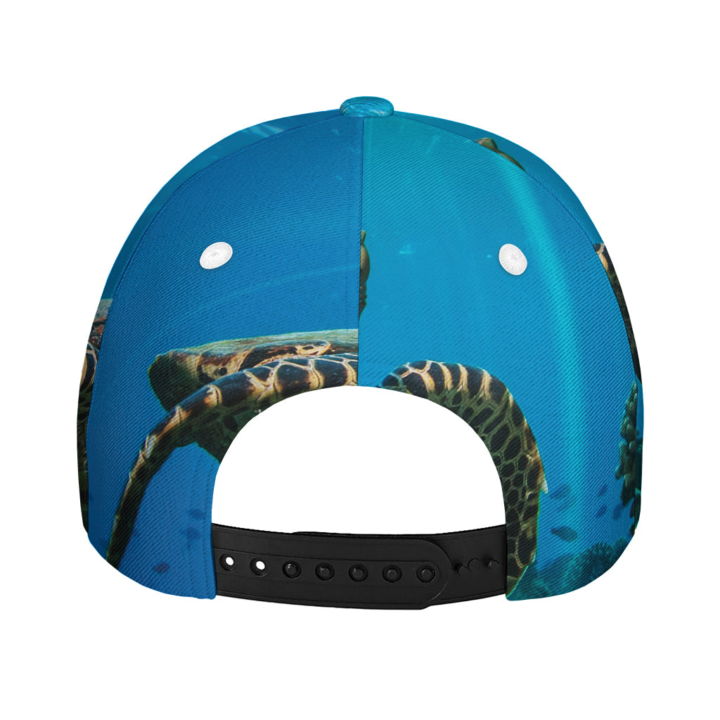 Sea Turtle Underwater Print Baseball Cap