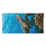 Sea Turtle Underwater Print Beach Towel