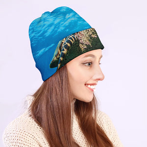 Sea Turtle Underwater Print Beanie