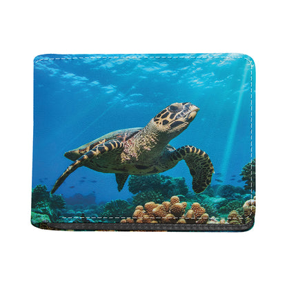 Sea Turtle Underwater Print Bifold Wallet
