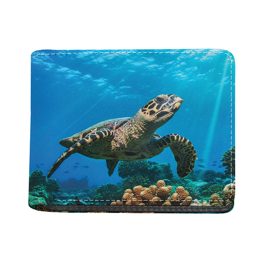 Sea Turtle Underwater Print Bifold Wallet