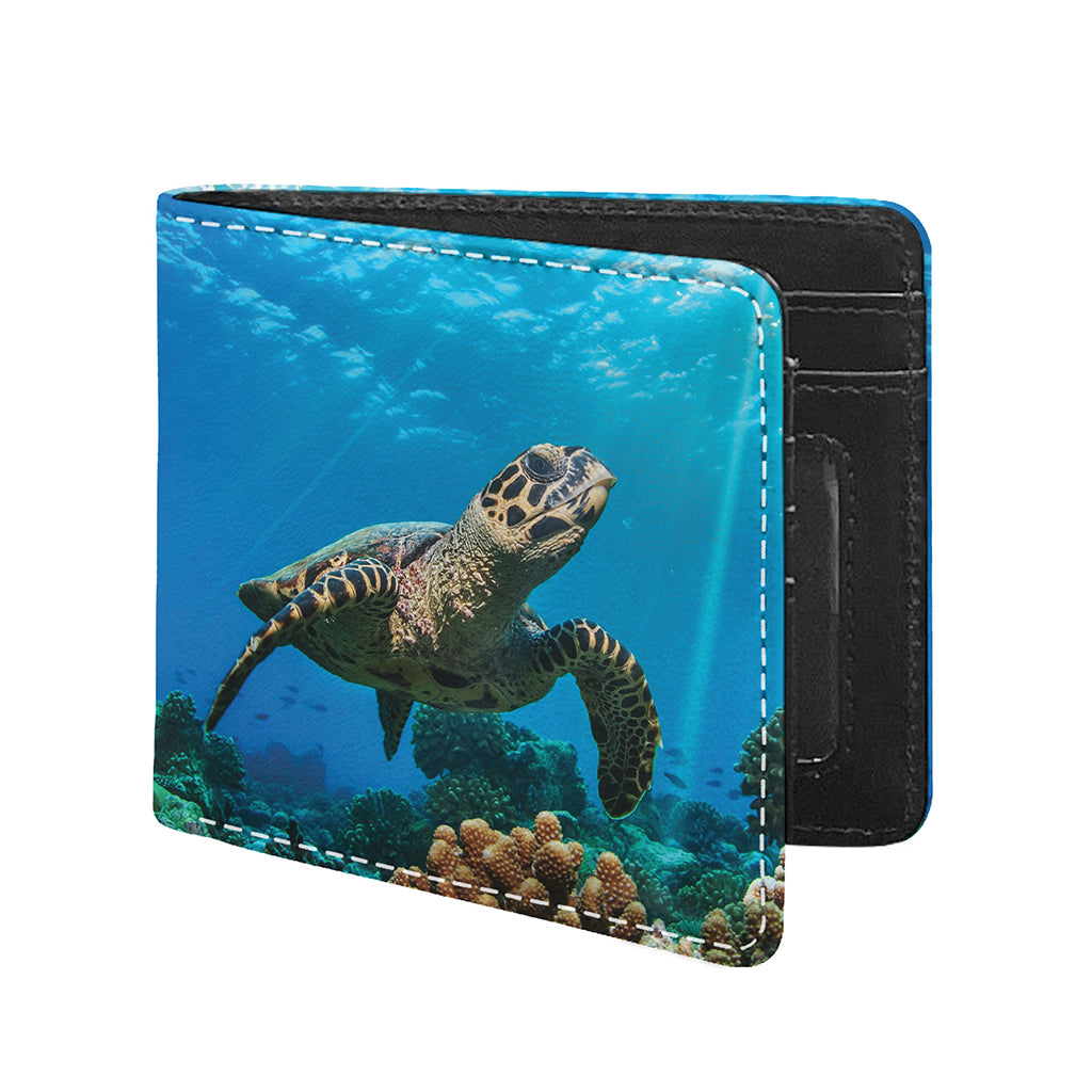 Sea Turtle Underwater Print Bifold Wallet