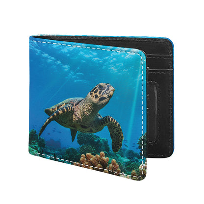 Sea Turtle Underwater Print Bifold Wallet