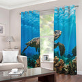 Sea Turtle Underwater Print Dimout Grommet Curtains