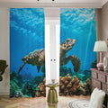 Sea Turtle Underwater Print Dimout Pencil Pleat Curtains
