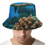 Sea Turtle Underwater Print Bucket Hat