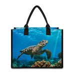 Sea Turtle Underwater Print Canvas Tote Bag