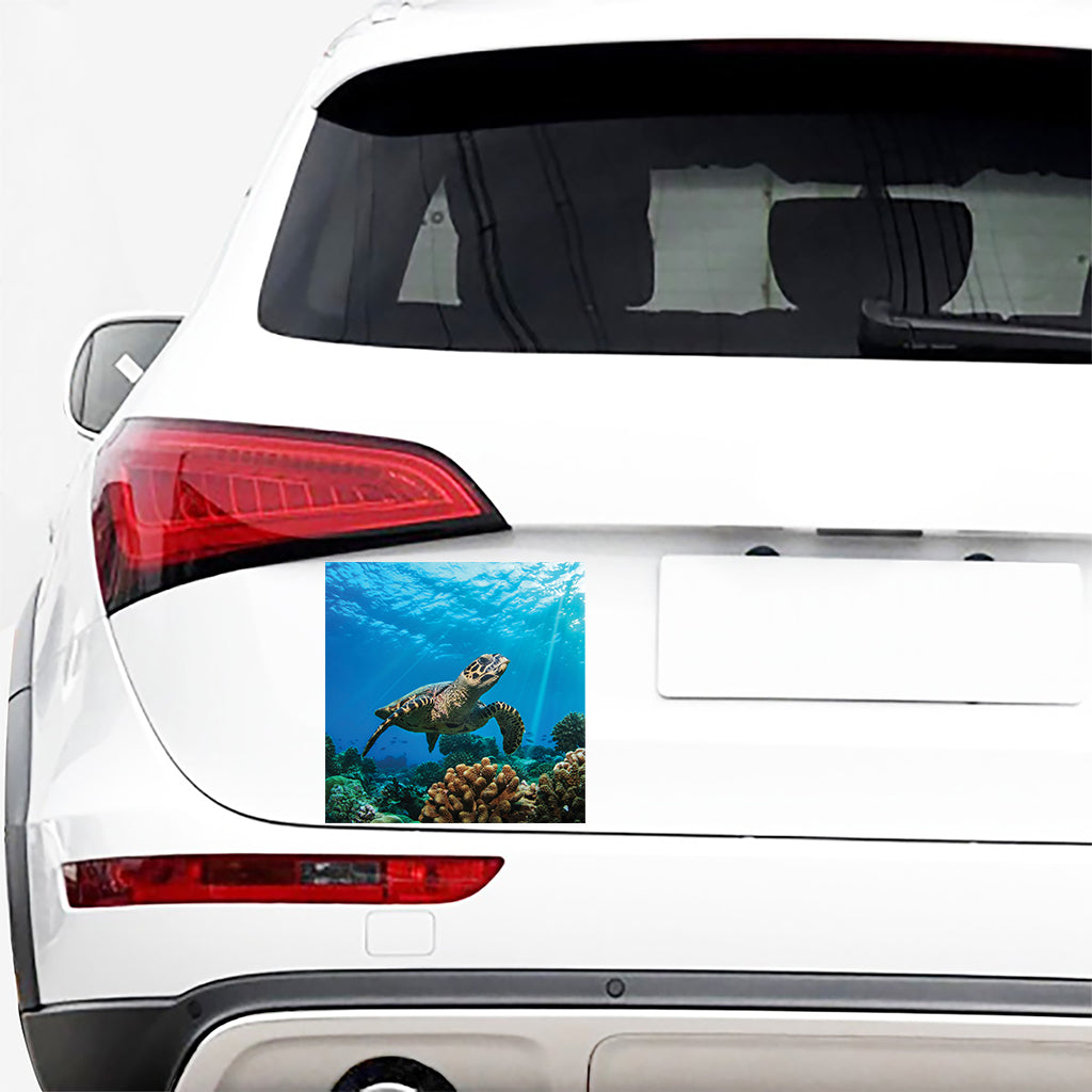 Sea Turtle Underwater Print Car Sticker