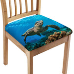 Sea Turtle Underwater Print Chair Cushion Cover