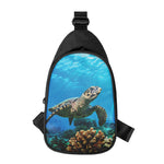 Sea Turtle Underwater Print Chest Bag
