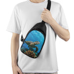 Sea Turtle Underwater Print Chest Bag