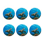 Sea Turtle Underwater Print Coaster Set