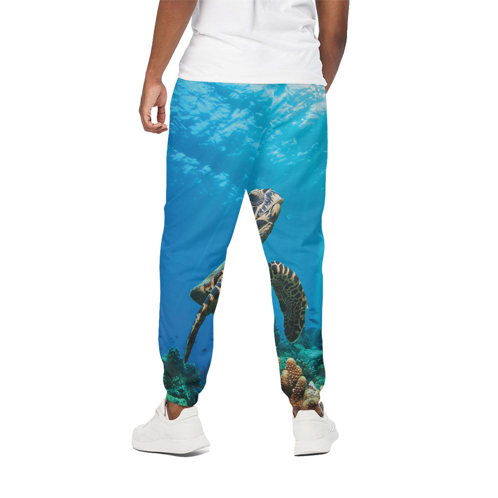 Sea Turtle Underwater Print Cotton Pants