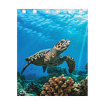 Sea Turtle Underwater Print Curtain