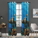 Sea Turtle Underwater Print Curtain
