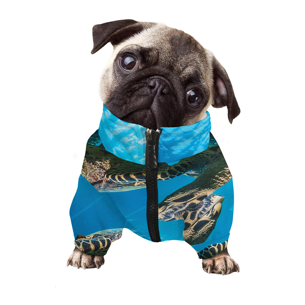 Sea Turtle Underwater Print Dog Zip Up Jacket