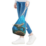 Sea Turtle Underwater Print Drawstring Bag