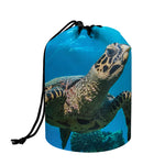 Sea Turtle Underwater Print Drawstring Makeup Bag