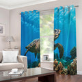 Sea Turtle Underwater Print Extra Wide Grommet Curtains