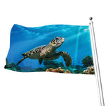 Sea Turtle Underwater Print Flag