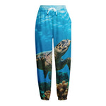 Sea Turtle Underwater Print Fleece Lined Knit Pants