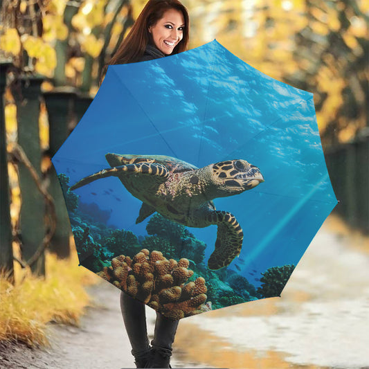 Sea Turtle Underwater Print Foldable Umbrella
