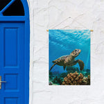 Sea Turtle Underwater Print Garden Flag