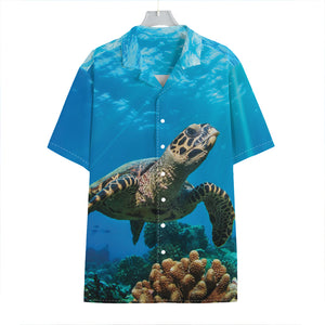 Sea Turtle Underwater Print Hawaiian Shirt