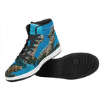 Sea Turtle Underwater Print High Top Leather Sneakers