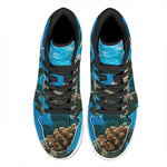 Sea Turtle Underwater Print High Top Leather Sneakers