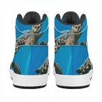 Sea Turtle Underwater Print High Top Leather Sneakers