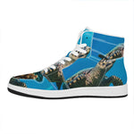 Sea Turtle Underwater Print High Top Leather Sneakers