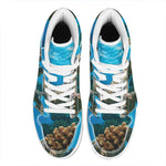 Sea Turtle Underwater Print High Top Leather Sneakers