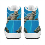 Sea Turtle Underwater Print High Top Leather Sneakers