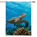 Sea Turtle Underwater Print House Flag