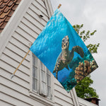 Sea Turtle Underwater Print House Flag