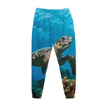 Sea Turtle Underwater Print Jogger Pants