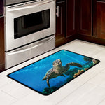 Sea Turtle Underwater Print Kitchen Mat