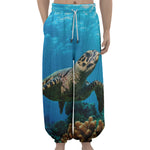 Sea Turtle Underwater Print Lantern Pants